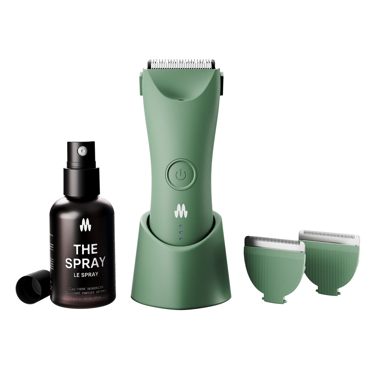 Meridian Trimmer Plus in Sage color with replacement blades and THE SPRAY
