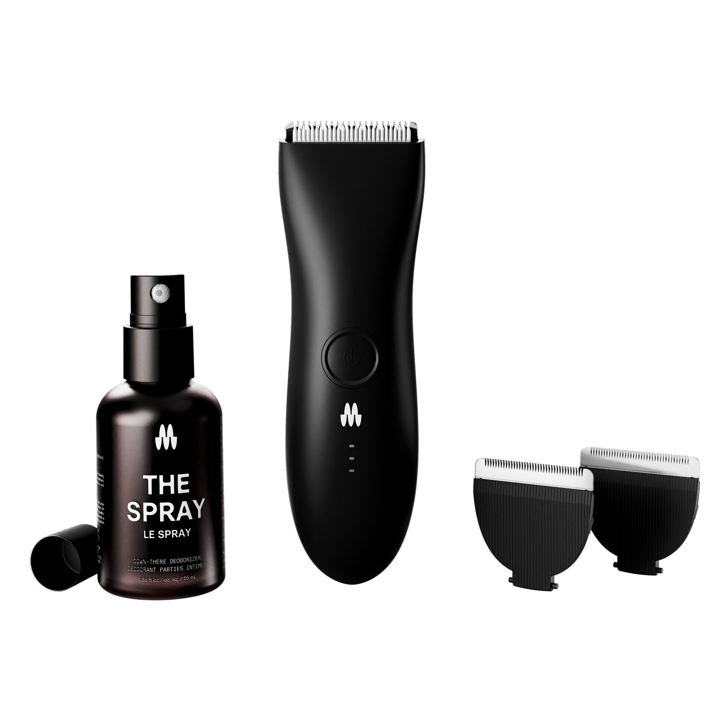 Meridian Trimmer Premium in Onyx color with replacement blades and THE SPRAY