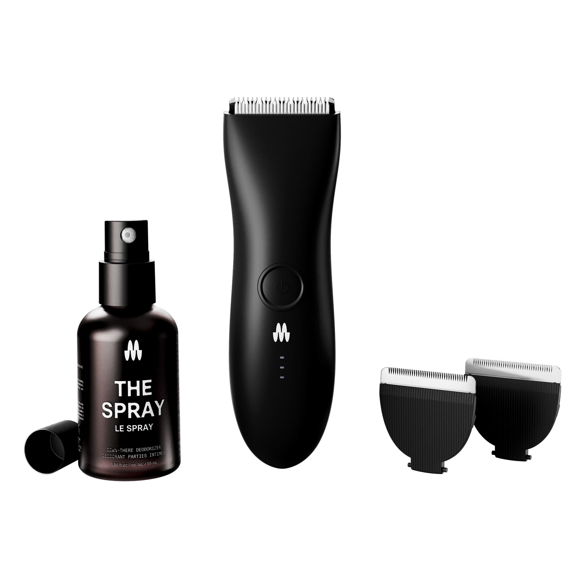 Meridian Trimmer Premium in Onyx color with replacement blades and THE SPRAY