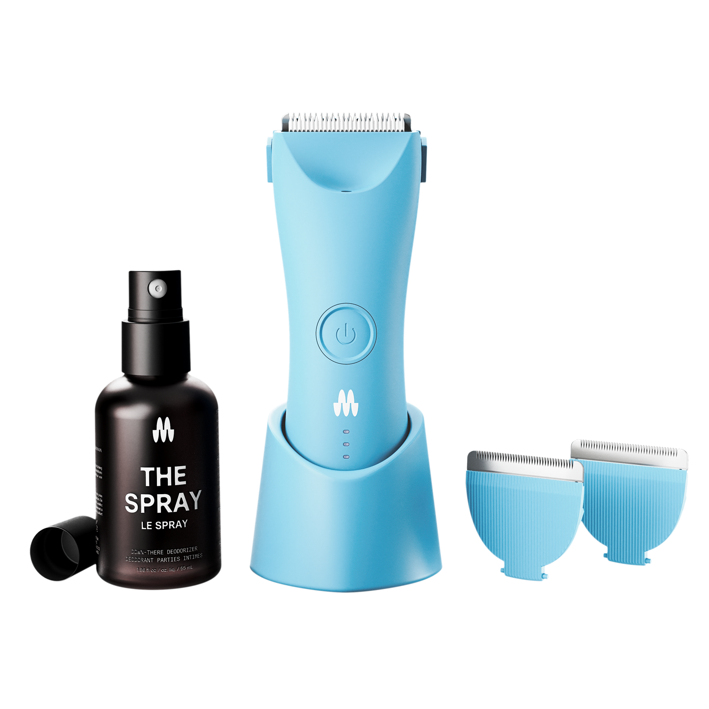 Meridian Trimmer Plus in Sky color with replacement baldes and THE SPRAY package